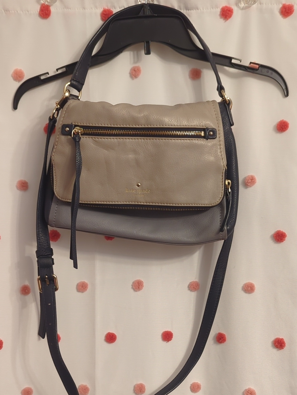 kate spade Beige and Navy Leather Crossbody Bag